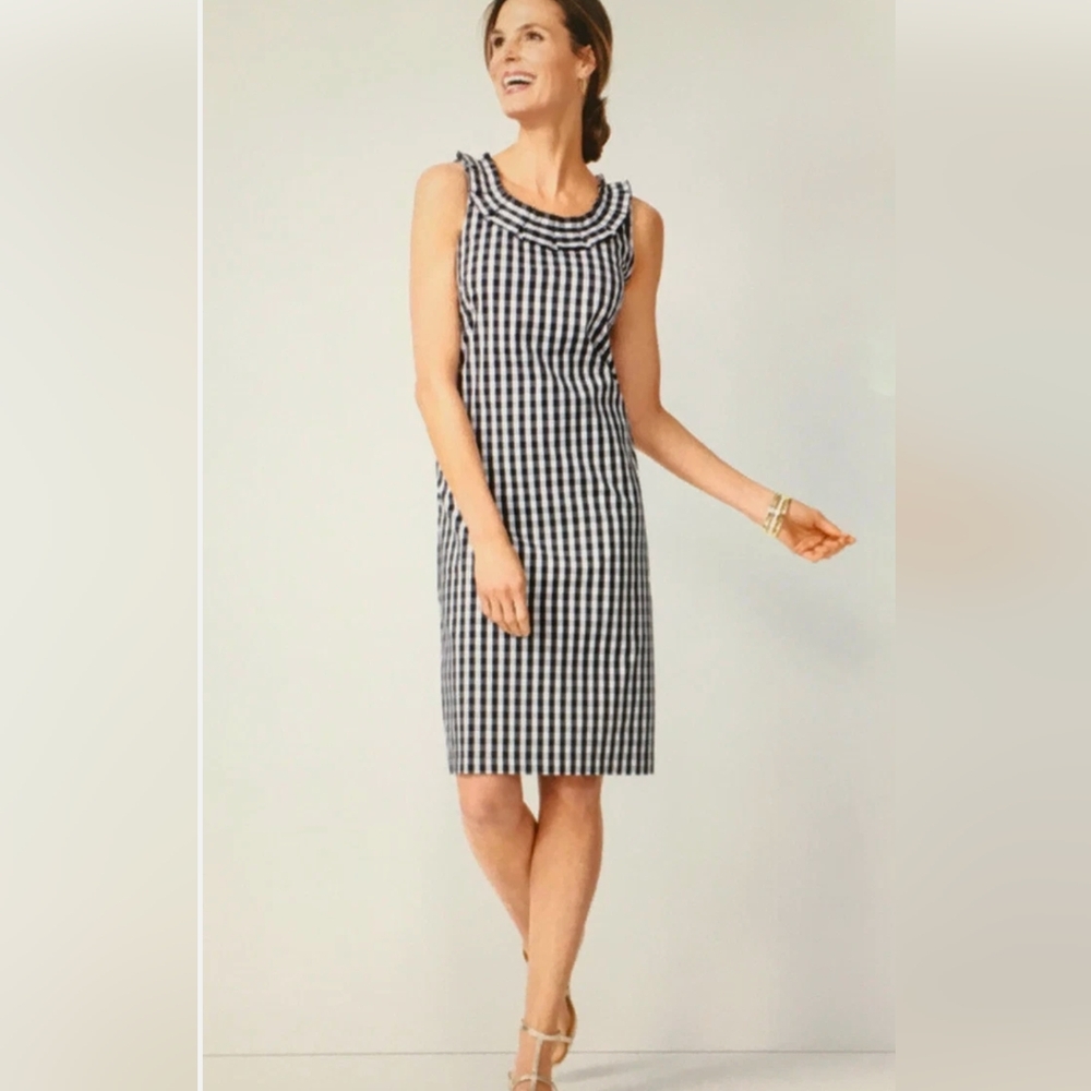 Talbots Classic Black and White Gingham Sheath Dress